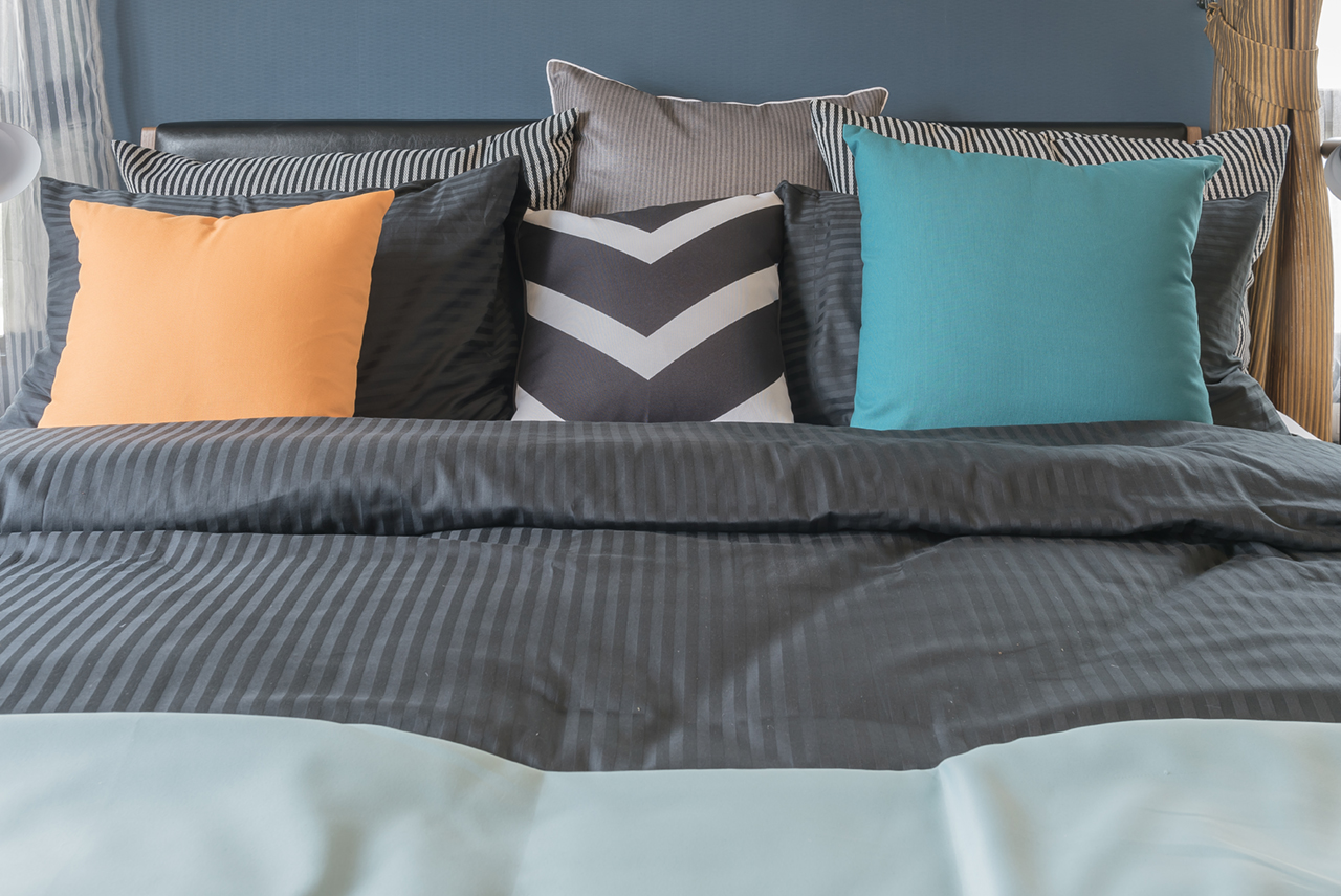 colorful pillows on dark color